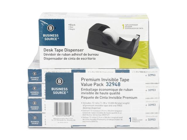 Business Source Tape Dispenser Value Pack 1'Core 3/4'x1000' 12/PK BLK 32948