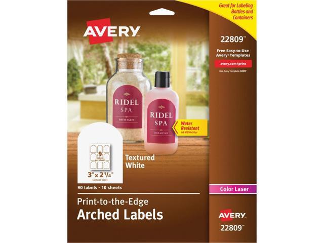Avery Textured Arched Print-to-the-Edge Labels 3 x 2 1/4 White 90/Pack 22809