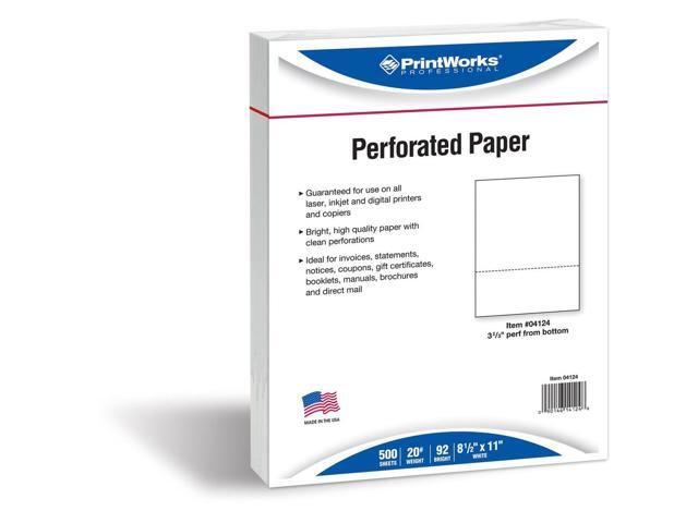 Printworks Professional Office Paper Perforated 3 2/3' From Bottom 8 1/2 x 11 20-lb 500/Ream 04124