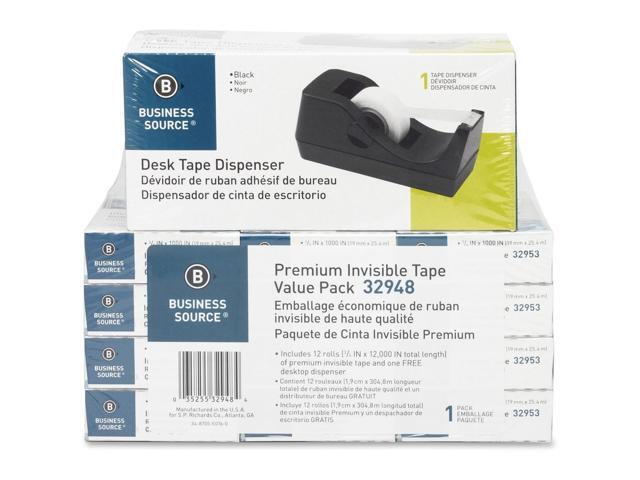 Business Source Tape Dispenser Value Pack 1'Core 3/4'x1000' 12/PK BLK 32948