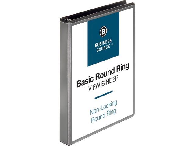 Business Source View Binder w/ 2 Inside Pockets 1' Capacity Black 09952