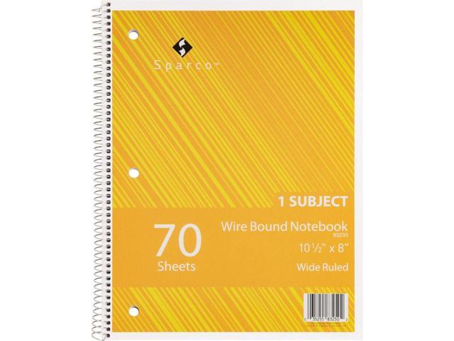 Sparco Notebooks 1 Subject 10-1/2'x8' Wide Ruled 70 Sht AST 83250