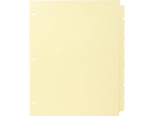 Business Source Plain Tab Indexes 3HP 8-Tab 11'x8-1/2' 24 Sets/BX Canary 16481