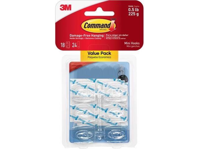 Command Clear Hooks & Strips Plastic Mini 18 Hooks & 24 Strips/Pack 17006CLRVP