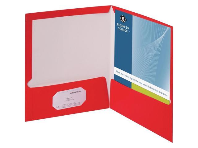 Business Source Two-Pocket Folders with Business Card Holder
