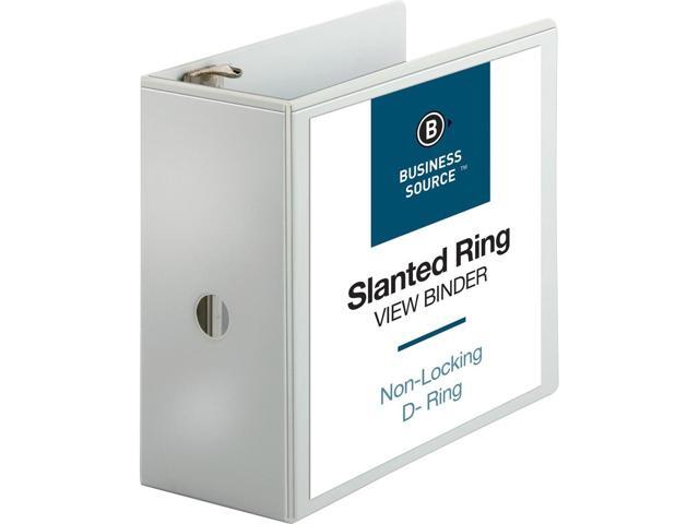 Business Source D-Ring Binder w/ Pockets 5' Capacity White 28445