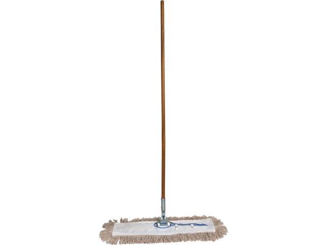 Genuine Joe Dust Mop Complete Combo - 24' Cotton Head - 60' x 0.94' Wood Handle - Swivel Head, Lightweight, Chrome Plate
