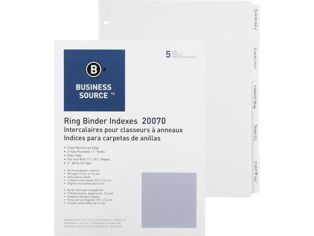 Business Source Plain Tab Indexes 5-2' Wide Tab 11'x8-1/2' 100 St/BX WE 20070
