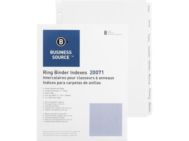 Business Source Plain Tab Indexes 8-1-1/4' Wide Tab 11'x8-1/2' 100 St/BX WE 20071
