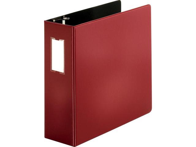 Business Source D-Ring Binder w/Label Holder Hvy-Dty 4' Burgundy 33118