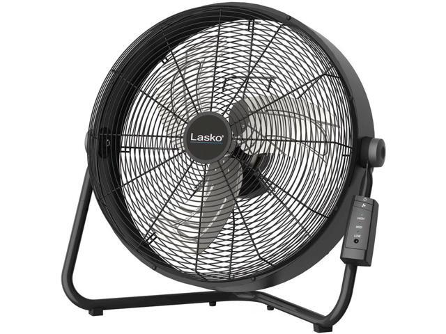 Lasko 20' 3-Speed Pivoting High Velocity Utility Floor or Wall Mount Fan with Remote, H20685, Black