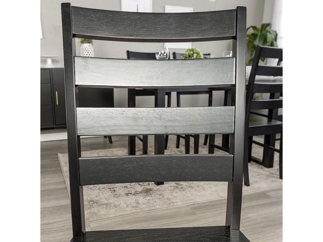 Photos - Display Cabinet / Bookcase Walker Edison Wood Ladder Back Dining Chair, Set of 2 - Black CH2LBBL 