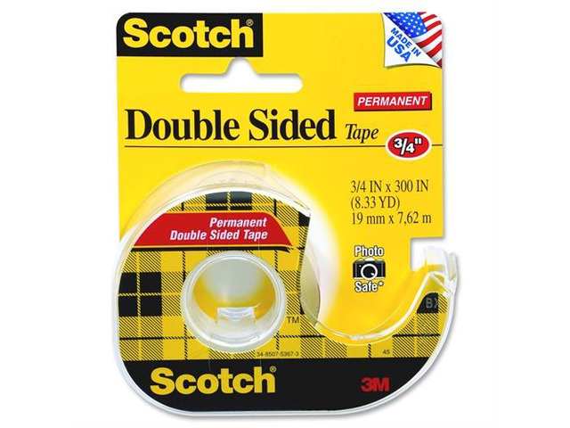 3M MMM237 Doubte-Sided Tape- Permanent- .75in. x300in.- Transparent