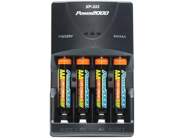 Power2000 XP350-(4) AAA NiMH Rechargeable Batteries & 110/220V Rapid Charger