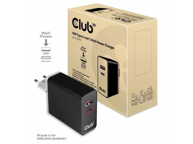 Club3D CAC-1902 USB Type A and C Wall Power Charger up to 60W