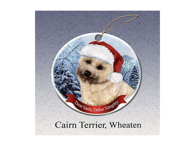 Holiday Pet Gifts Cairn Terrior, Wheaten Santa Hat Dog Porcelain Christmas Tree Ornament