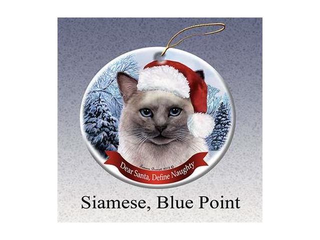 Holiday Gifts Siamese, Blue Point Santa Hat Cat Porcelain Christmas Ornament