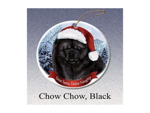 Holiday Pet Gifts Chow Chow Black Santa Hat Dog Porcelain Christmas Tree Ornament