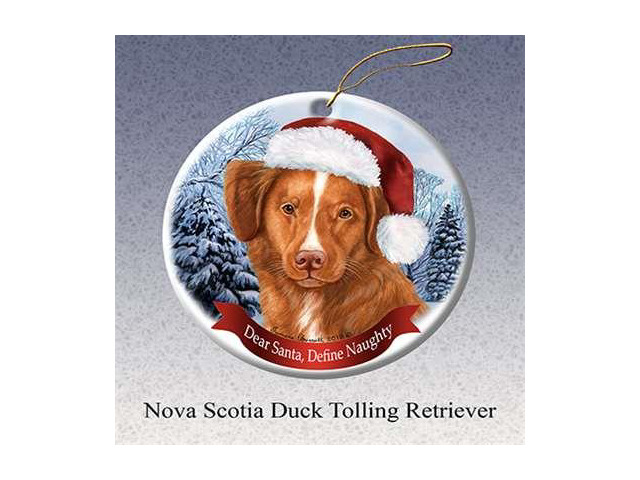 Holiday Pet Gifts Nova Scotia Duck Tolling Santa Hat Dog Porcelain Christmas Tree Ornament