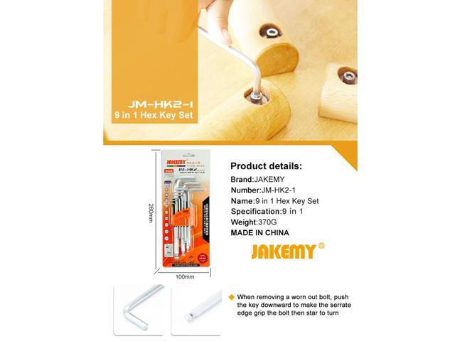 JM-HK2 9 in 1 1.5mm - 10mm Hexagon Allen Key Wrench Set Hex Key Set Spanner set Tool Kit