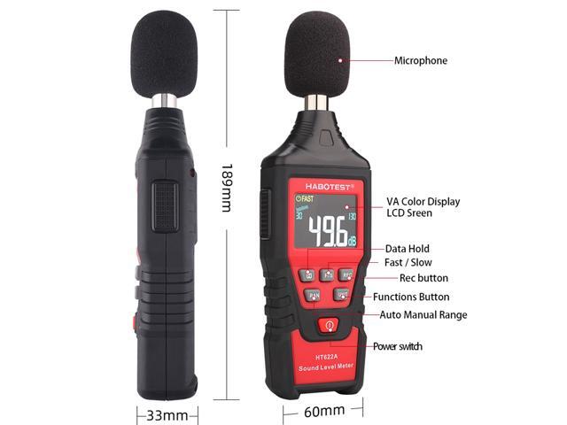 Habotest HT622A Digital Sound Level Meter Logger 30~130db Digital Diagnostic-Tool Lcd Backlight High Alarm Data Logging