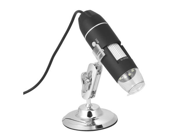 USB Digital Zoom Microscope Magnifier with OTG Function 8-LED Light Magnifying Glass 1600X Magnification with Stand