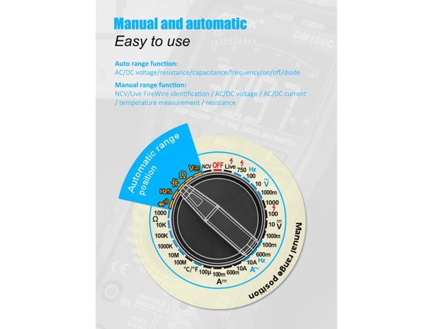 MESTEK DM100C Analog Digital Multimeter True RMS NCV Automatic Multimeter Resistance Voltage Temperature Multimetro Non-contact Meter