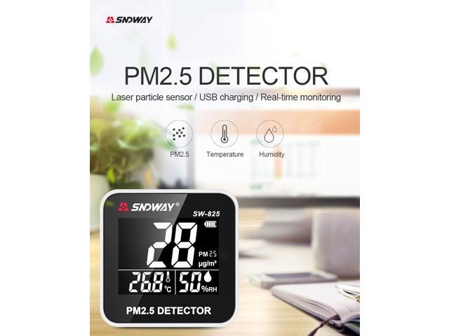 SNDWAY SW-825 Laser PM2.5 Detector Digital Air Quality Monitor Tester w/ Alarm Gas Analyzer Temperature humidity meter Diagnostic Tool