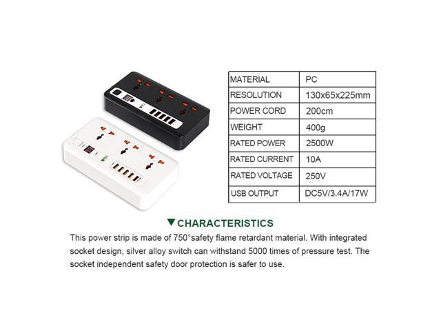 BST-04 Smart Power Strip with 5 USB Socket Plug Timer Switch Extension Homekit Work - Black