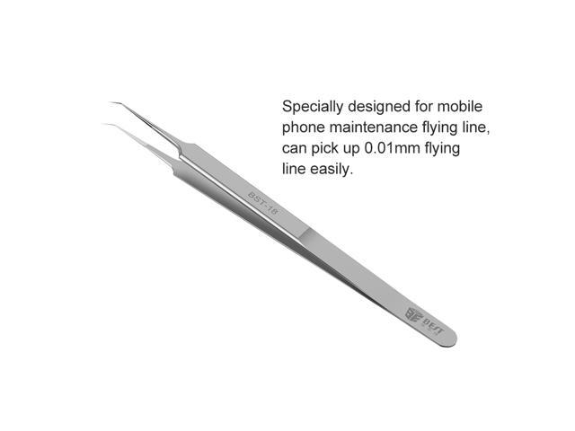 BST-18 Ultra Thin Tweezers Anti-static Curved Tip Precision Forceps Pliers for Fly Line Fingerprint Phone Repair Hand Tools