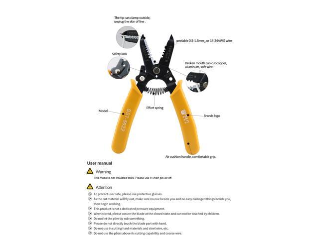 BST-5022 Portable Steel Wire Cable Stripper Pliers Knife Wire Stripper Cutters Terminal Crimping Stripping Cutting Pliers