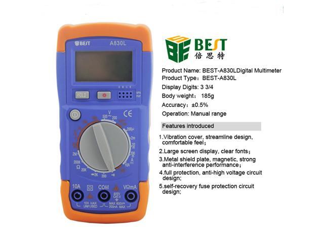 BEST A830L LCD Digital Multimeter DC AC Voltage Diode Freguency Multitester Volt Tester Test Current
