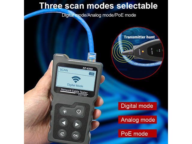 Multi-functional LCD Network Cable Tester Wire Tracker PoE Checker Inline PoE Voltage and Current Tester with Cable Tester with Illuminate Function