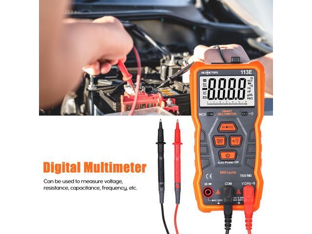 RICHMETERS RM113E NCV Digital Multimeter 6000 Counts Auto Ranging AC/DC Voltage Temperature Measuring Meter Flash Light Backlight Large Screen