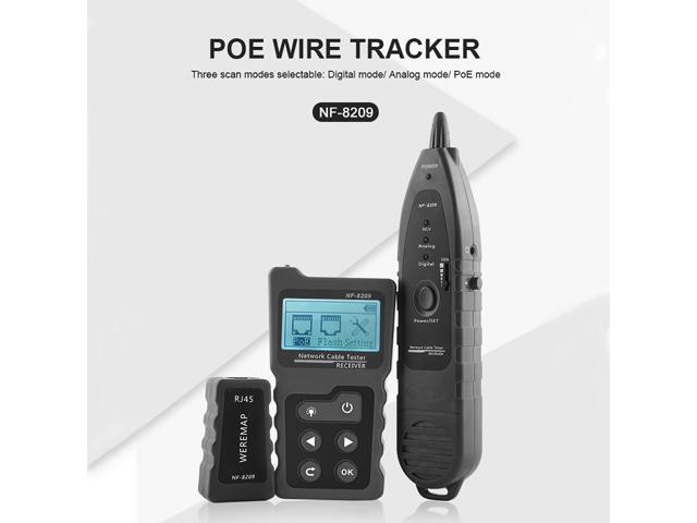 Multi-functional LCD Network Cable Tester Wire Tracker PoE Checker Inline PoE Voltage and Current Tester with Cable Tester with Illuminate Function