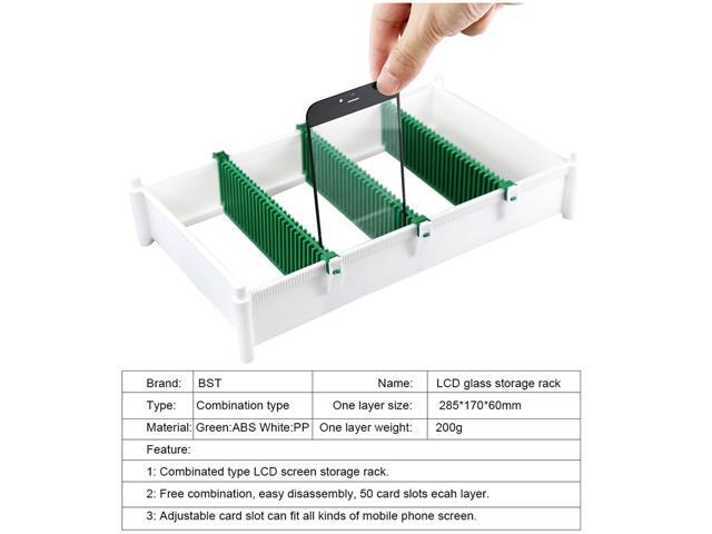 Anti Static Adjustable LCD Screen Holder Plastic Tray for iPhone Samsung Dismountable Mobile Tempered Glass Storage Box - 1 Floor