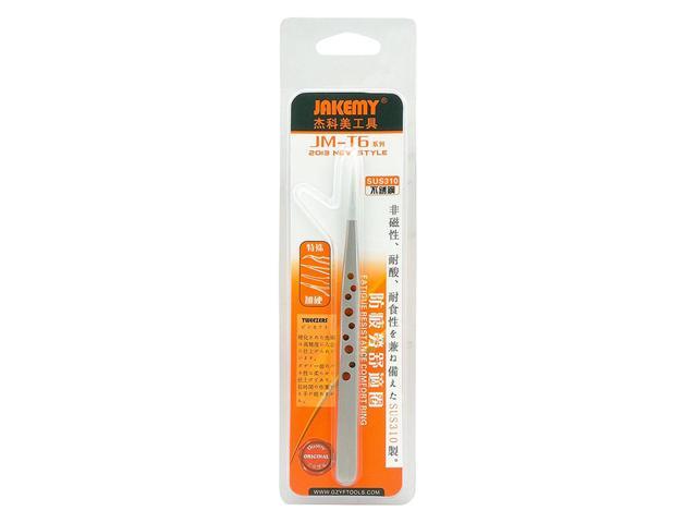 JAKEMY Safe Stainless Steel Tweezers with Special Holes Safe Stainless Steel Tweezers Electronics Repair Hand Tools