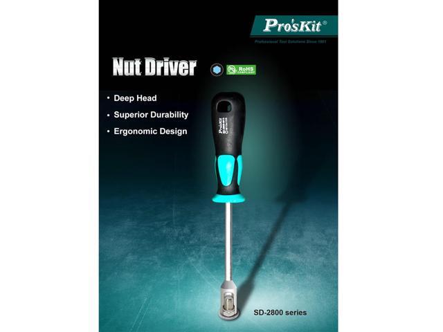 Pro'sKit SD-2800-M5.5 Hollow-Shaft Nut Driver Hex Bit Socket Key Wrench Screwdriver Hand Tools Metal Socket Driver Hex Nut Key Wrench (M5.5*125)