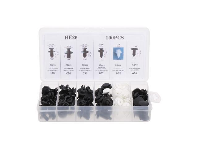 100Pcs Car Body Plastic Push Retainer Pin Rivet Fasteners Trim Moulding Clip Automotive Furniture Assembly Expansion Screws Kit with Removal Tool...