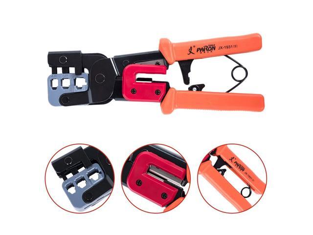 3-In-1 Crimping Tool PassThrough Cutter for RJ22/4P RJ11/6P RJ45/8P Ethernet Network LAN Cable Plier Crystal Head Cable Cutter Peeling Shear