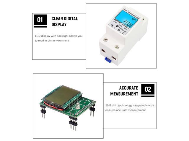 Digital Electric Energy Meter Single Phase DIN Rail Electricity Meter One Phase Two Wire Multifunction Electrical Meter