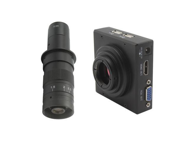 HD 1080P HDMI VGA Outputs Microscope Measure Camera U Disk Storage Picture Video Imaged Recording & 10X-180X C-mount Lens