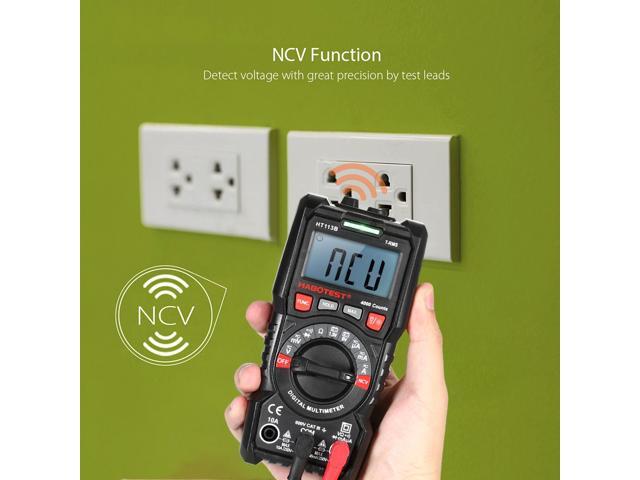 HABOTEST HT113B NCV Digital Multimeter Auto Range True RMS 4000 Counts AC/DC Voltage Meter Flash light Backlight Large Screen