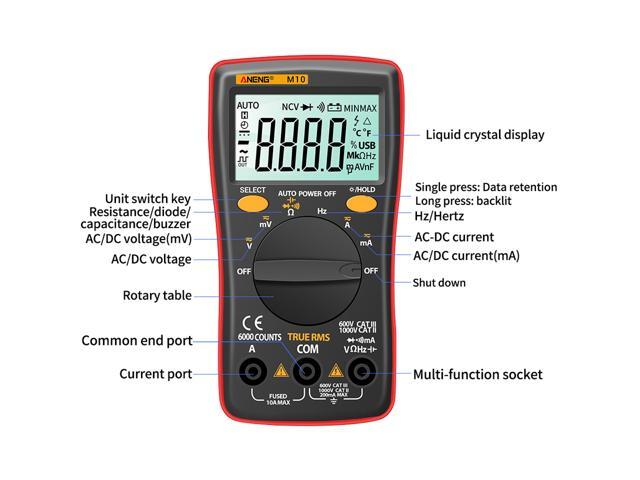 ANENG M10 Digital Multimeter Transistor Tester Analog 6000 counts Multimetro Profesional Capacitor Inductance Meter rm101/zt102
