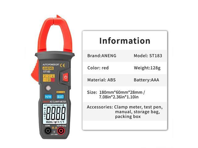 ANENG ST183 Digital Clamp Meter AC Current 6000 Counts True RMS Multimeter DC/AC Voltage Tester Hz Capacitance NCV Ohm Tests