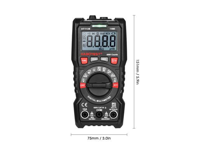 HABOTEST HT113B NCV Digital Multimeter Auto Range True RMS 4000 Counts AC/DC Voltage Meter Flash light Backlight Large Screen