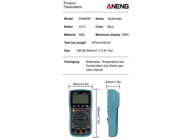 ANENG AN860B+ Tester Digital Multimeter Profesional 6000 Counts Detector Tester Peak Multimetro Meter Analogico EsrLcr Meter - Blue