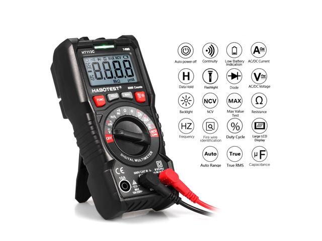 HABOTEST HT113C NCV Digital Multimeter Auto Range True RMS 6000 Counts AC/DC Voltage Meter Flash light Backlight Large Screen
