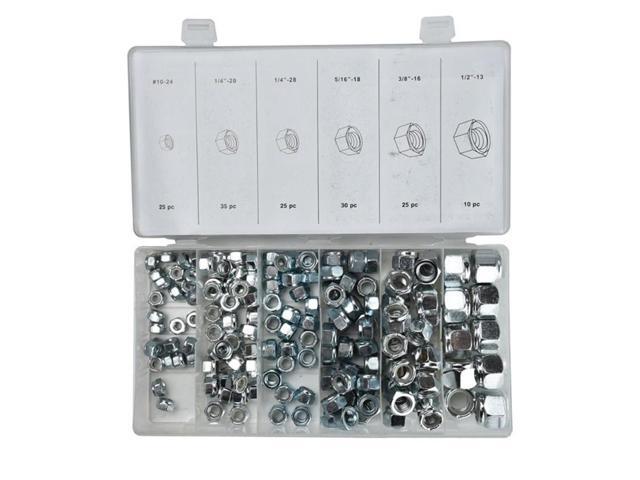 150pcs/Box Multi-size Metric Thread Steel Hex Nuts Screw Hexagonal Nylon Lock Nuts #10-24 1/4-20 1/4-28 5/16-18 3/8-16 1/2-13
