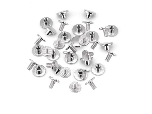 20pcs/Set Flat Head Screw Rivets Leather Belt Repair Supplies Durable Brass Threaded Flat Nut Nail Rivets Screws Tools - 8MM
